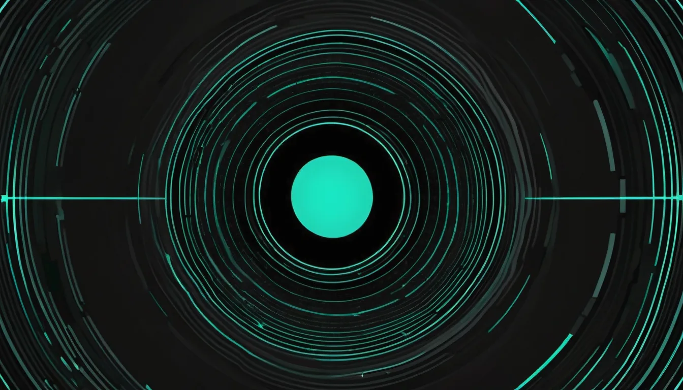 Abstract radial glow decay illustration in emerald green on near-black charcoal — decorative header for Camping Lanterns
