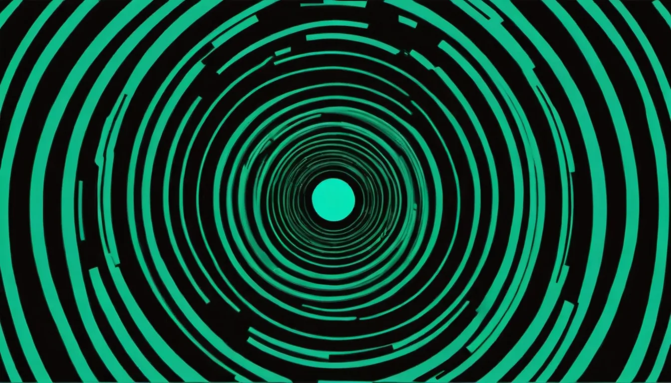 Abstract nested volume outlines illustration in emerald green on near-black charcoal — decorative header for Hiking Backpacks